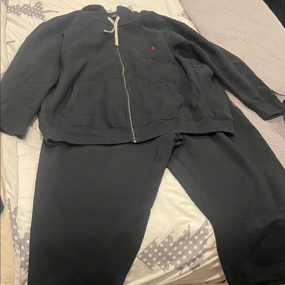 Polo Black Zip-Up Hoodie and Sweatpants Set - Picture 1 of 5